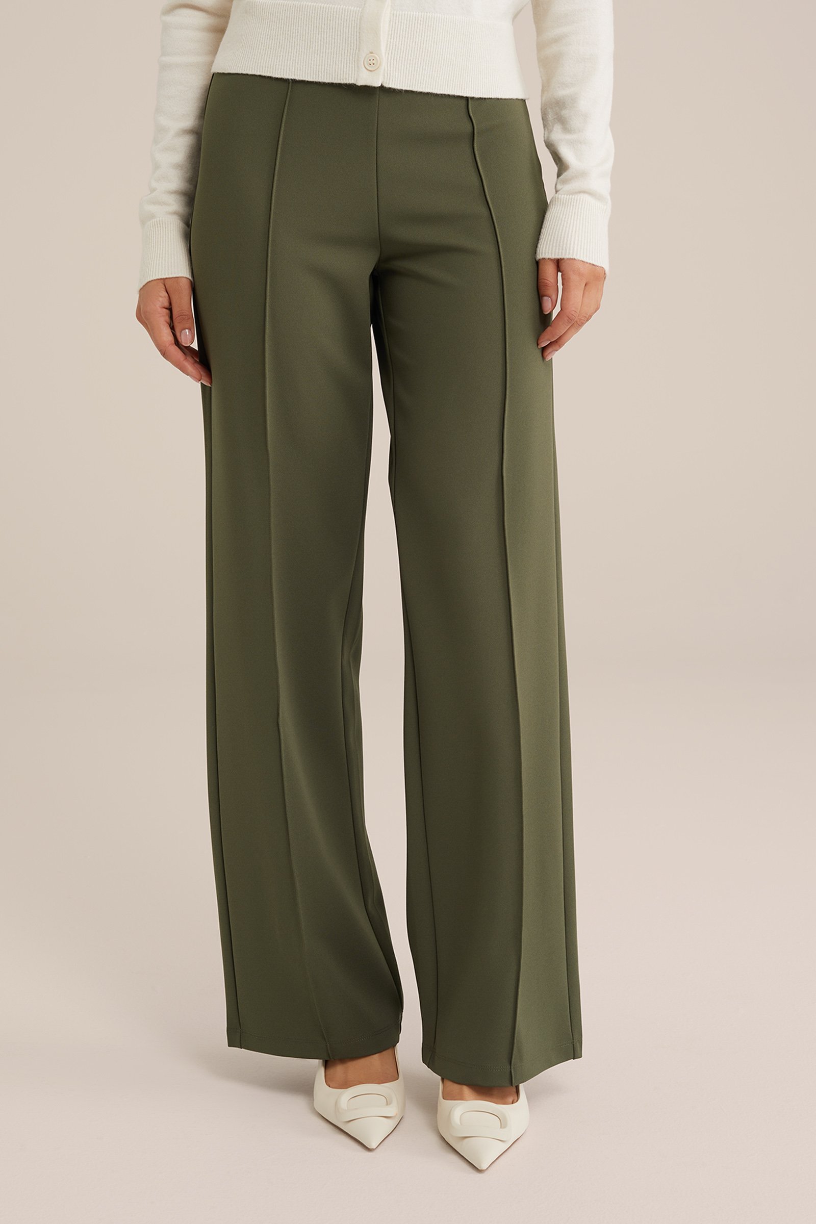 pantalon met stretch WE Fashion Legergroen