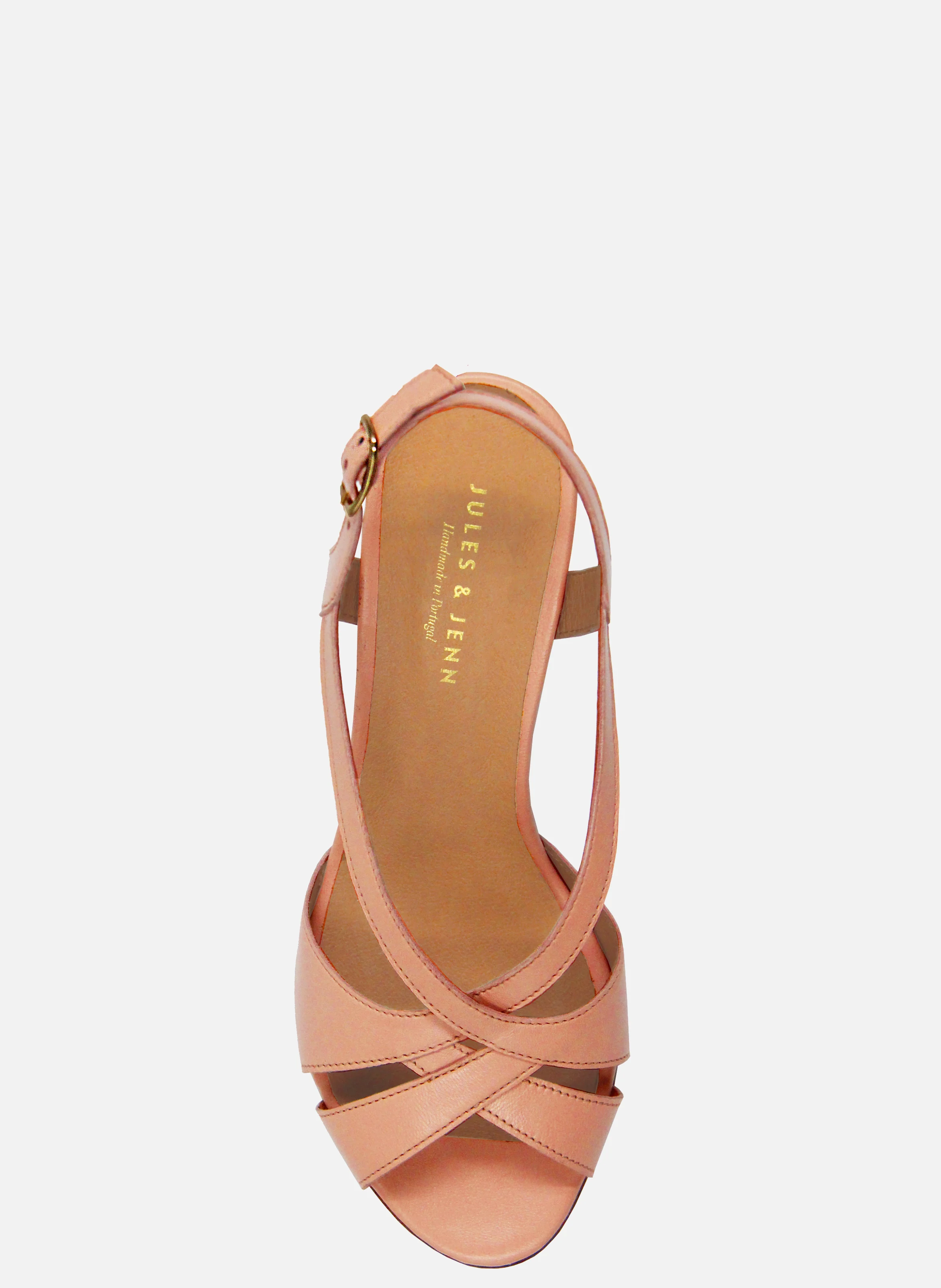 Sandales talon vintage cuir lisse | Rose