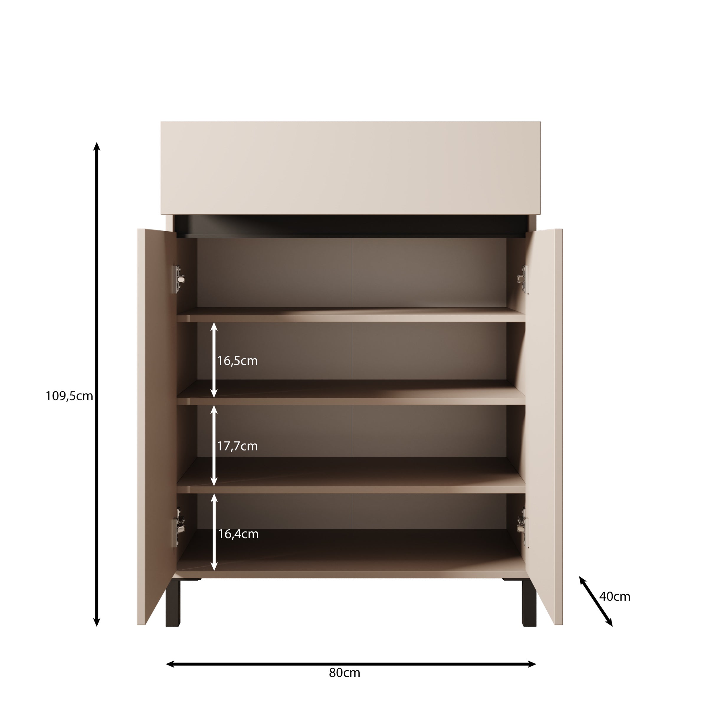 Meubella - Finta - Schoenenkast - Eiken - 80x40x110 cm