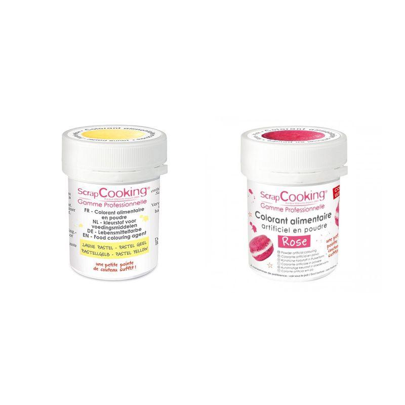 2 colorants alimentaires en poudre - rose-jaune pastel Scrapcooking