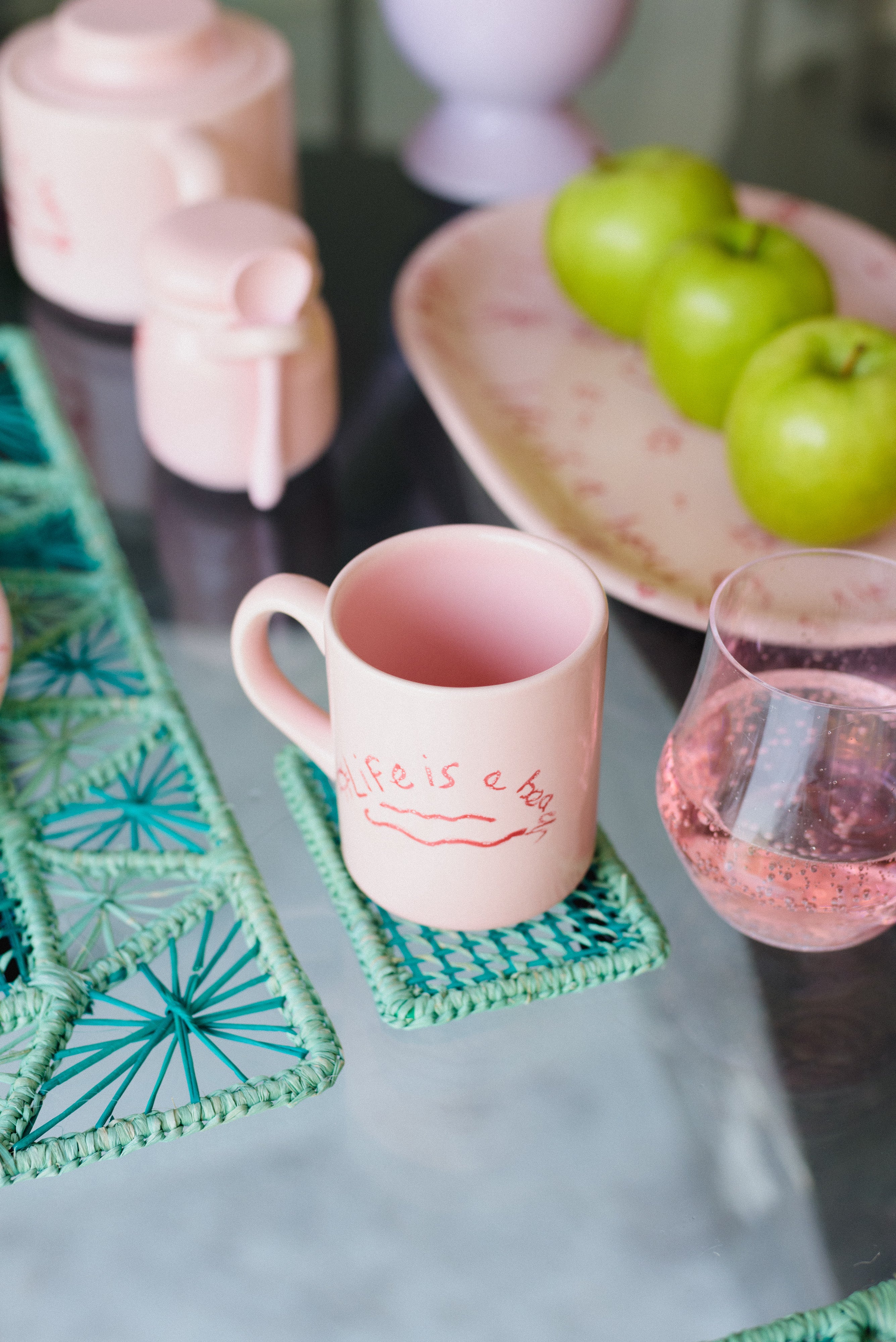 Mug en céramique « La vie est une plage » (Lot de 4)