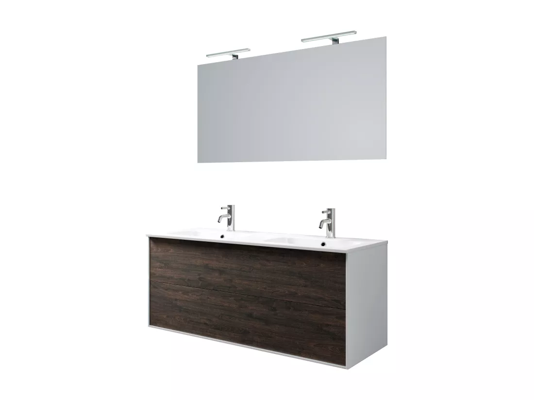 Ensemble de salle de bain double vasque 5 pièces IGEA brun foncé