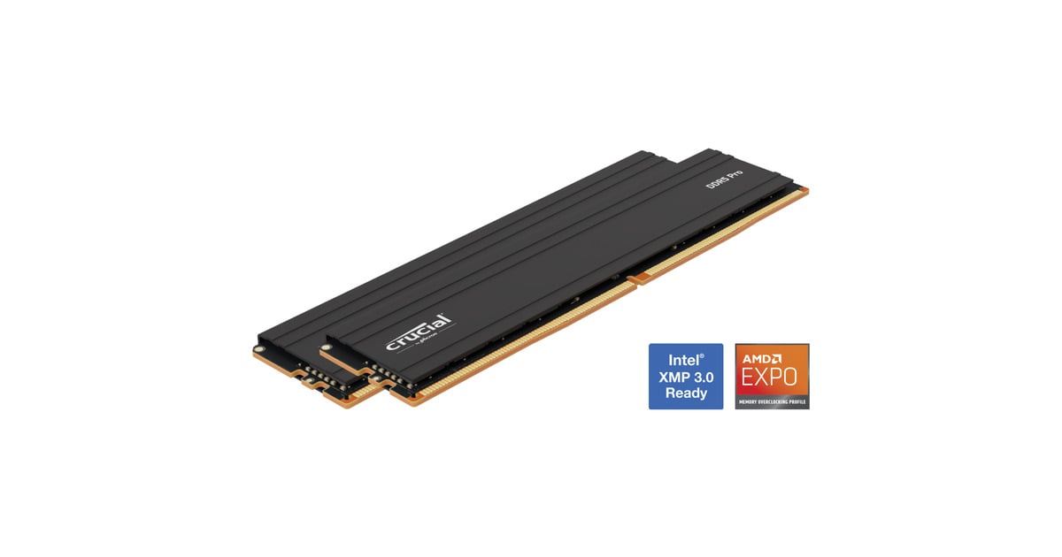 Crucial64 GB DDR5-5600 (2x 32 GB) Dual-Kit werkgeheugen  (Zwart, PRO, CP2K32G56C46U5, XMP 3.0)