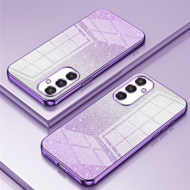 Samsung Galaxy S25 Gummi Case Schutzhülle im Glitzer Design - Violett / Silber