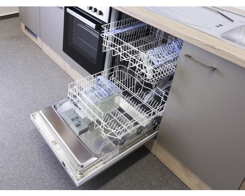 Flex Well keukenblok met apparatuur Riva 220 cm kwartsiet cubanit san remo licht mat eiken gedemonteerd omkeerbaar uitvoering 00010774