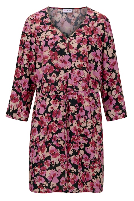 Tunika, Blumenmuster, V-Ausschnitt mit Zipper