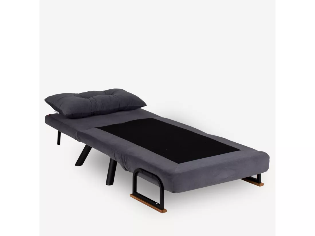 Fauteuil convertible tissu Sylvano-Couleur Gris-1 place fauteuil