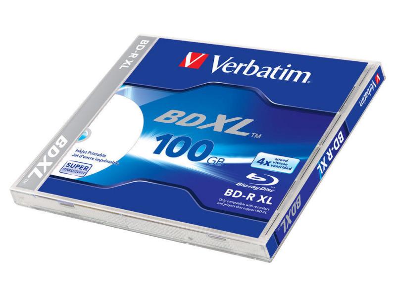 Verbatim BD-R 43790 100 GB, Jewelcase (1 Stück) Bedruckbarer Blu-ray-Rohling mit hoher Speicherkapazität
