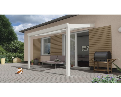 Expert terrasoverkapping met helder polycarbonaat 300x250 cm wit