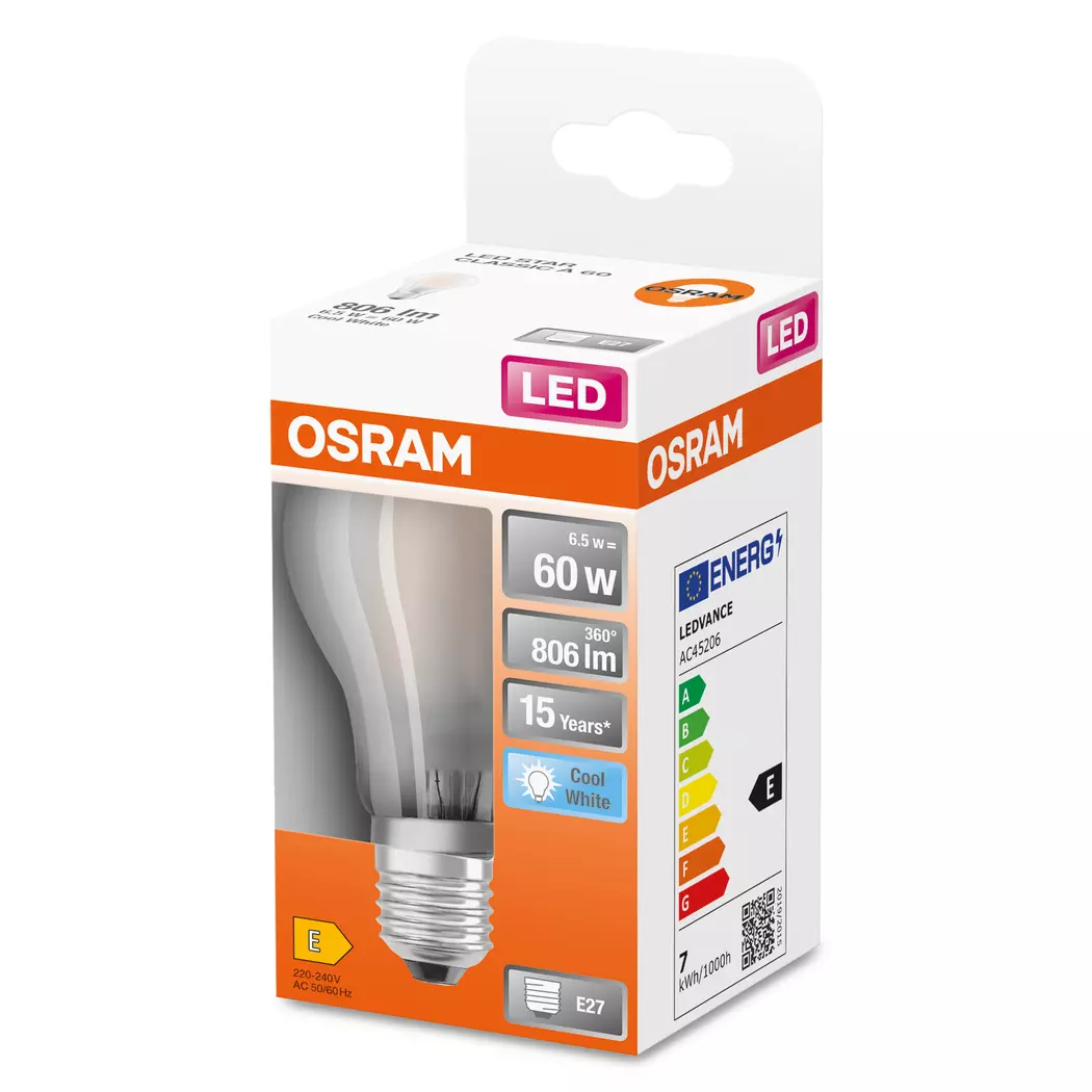 LED-Birne E27/6,5 Watt/Energie E