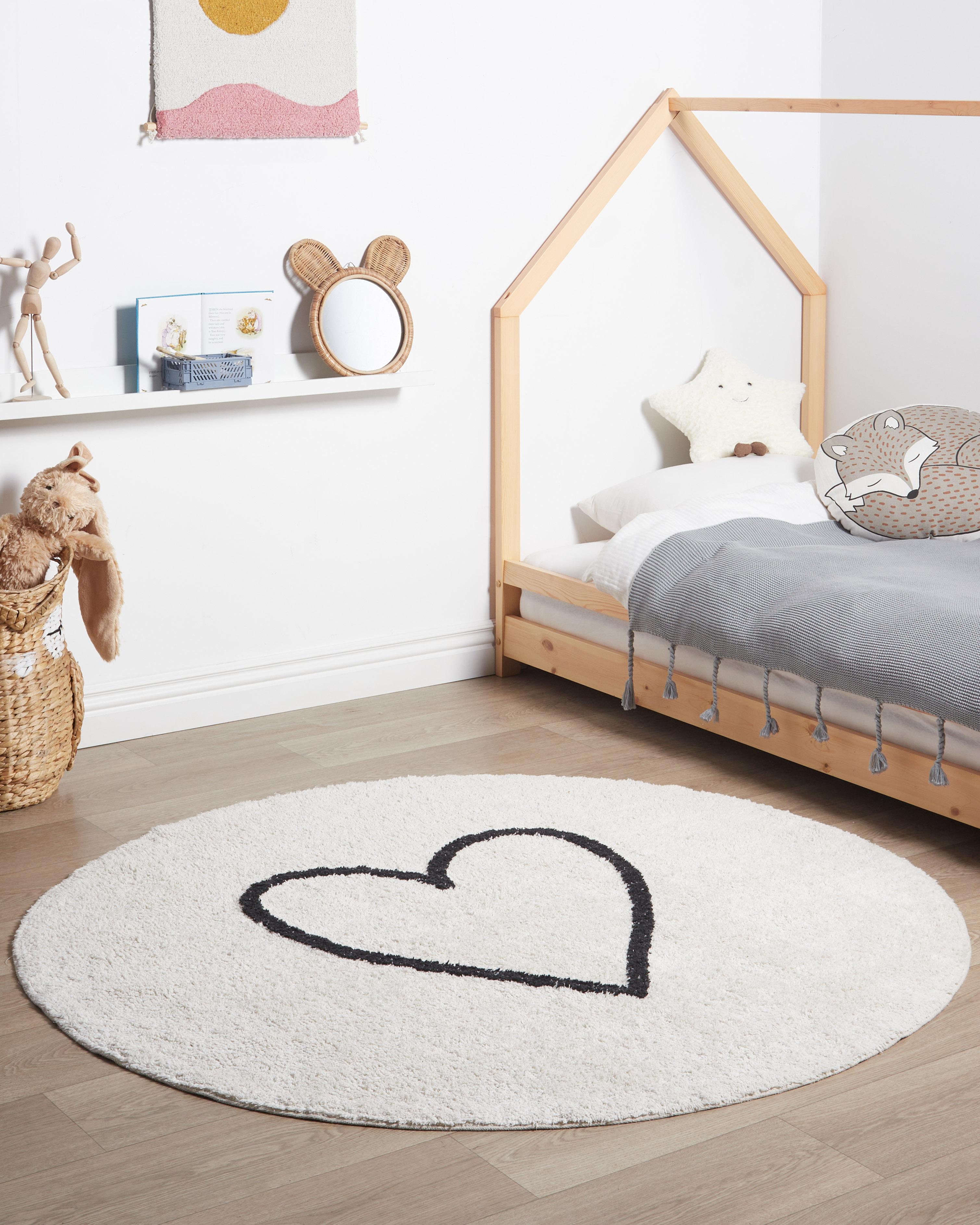 Kindervloerkleed HEART Beige ø 140 cm Katoen