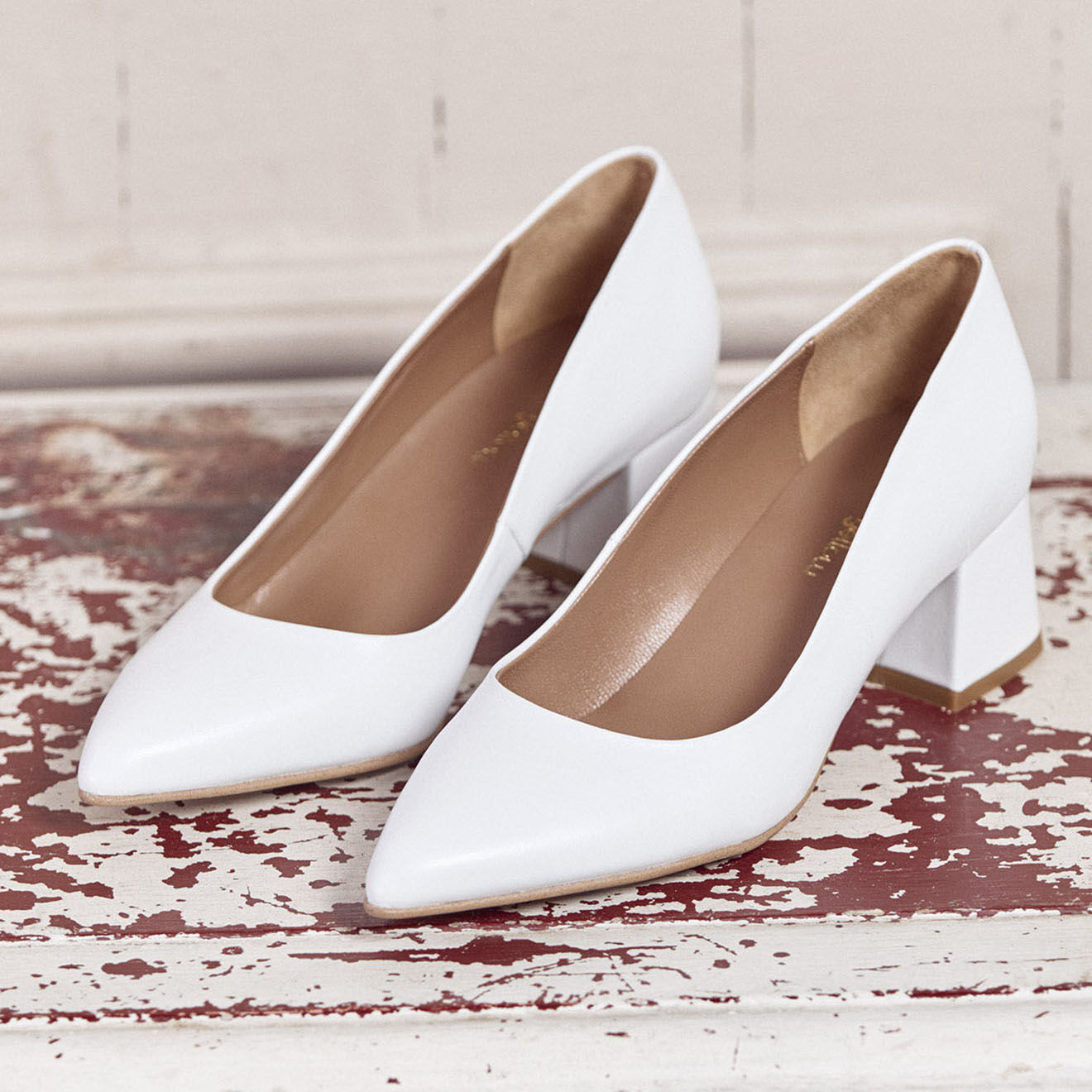 Mellow Yellow Escarpins en Cuir Giulia blancs - Talon 6 cm