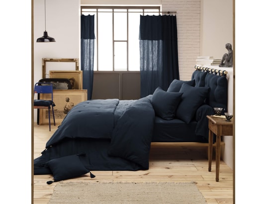 TERRE DE NUIT - Parure de lit housse de couette Parure de lit double gaze de coton marine 260x240 cm
