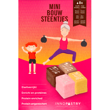 Innopastry Mini Bouw Steentjes Aardbei Banaan Choco Speculoos 8 x 30 g