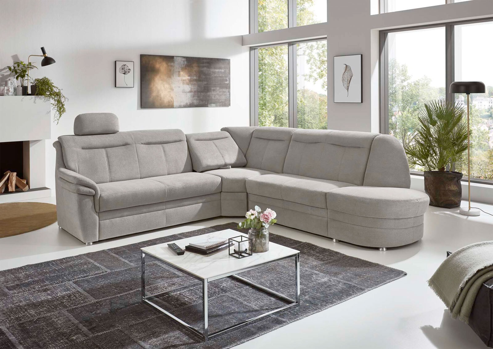 Ecksofa Mecheln Stoffbezug Belle silver 12