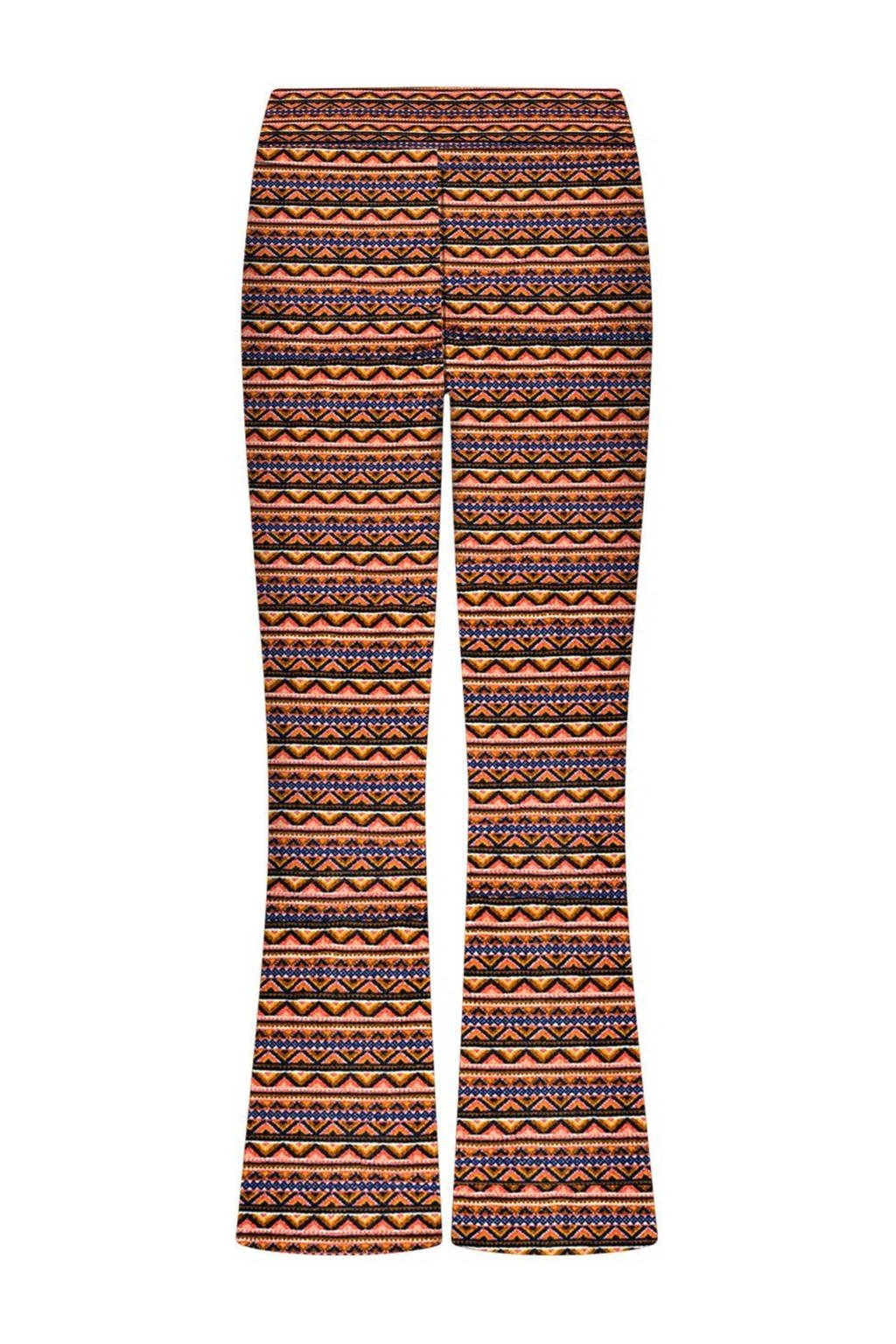 B.Nosy flared broek Bodyl met all over print brique/blauw