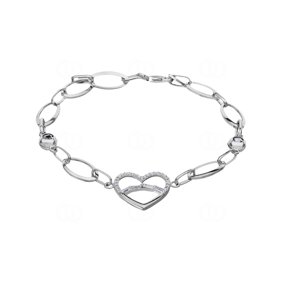 Armband 925 Silber rhodiniert Herz mit Zirkonia