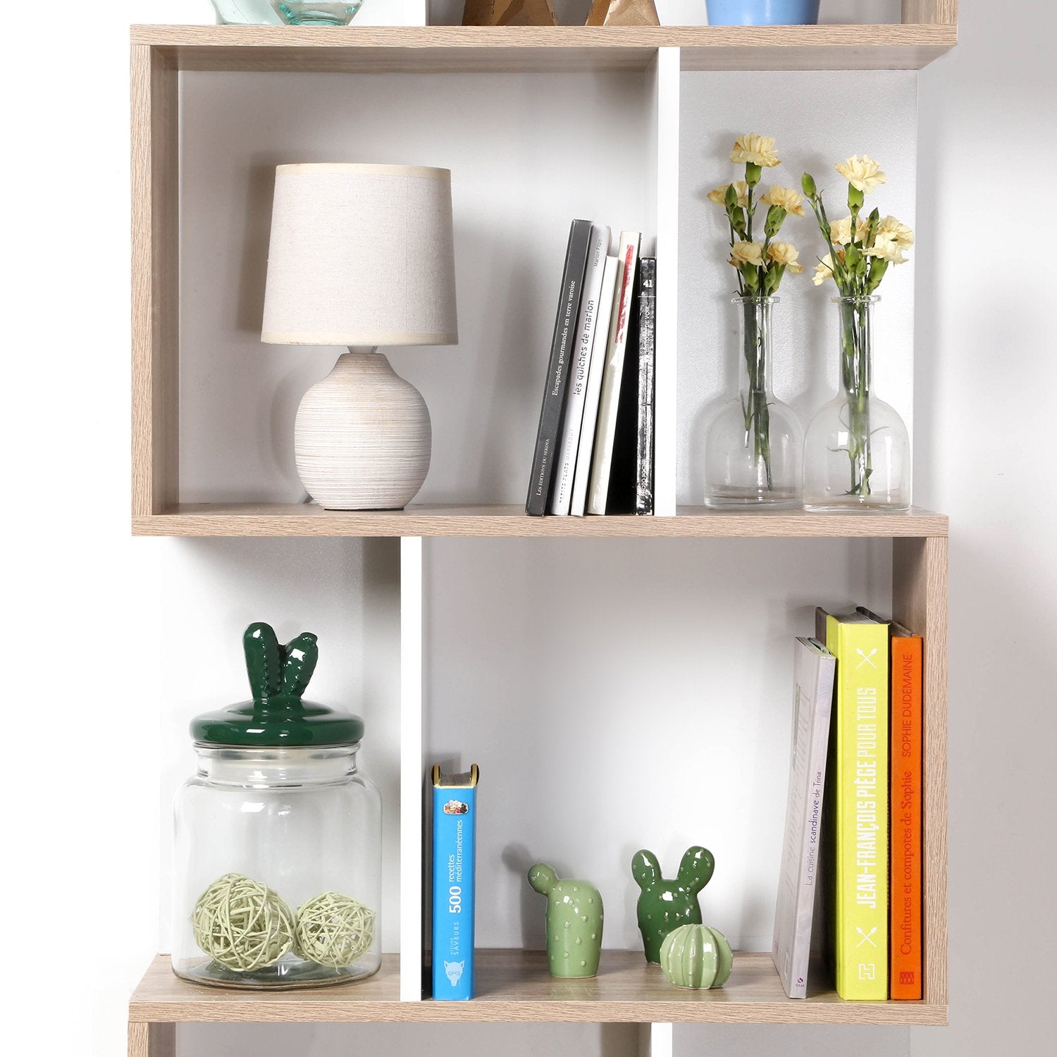 Calicosy - Boekenkast H180 cm - Hout en wit decor