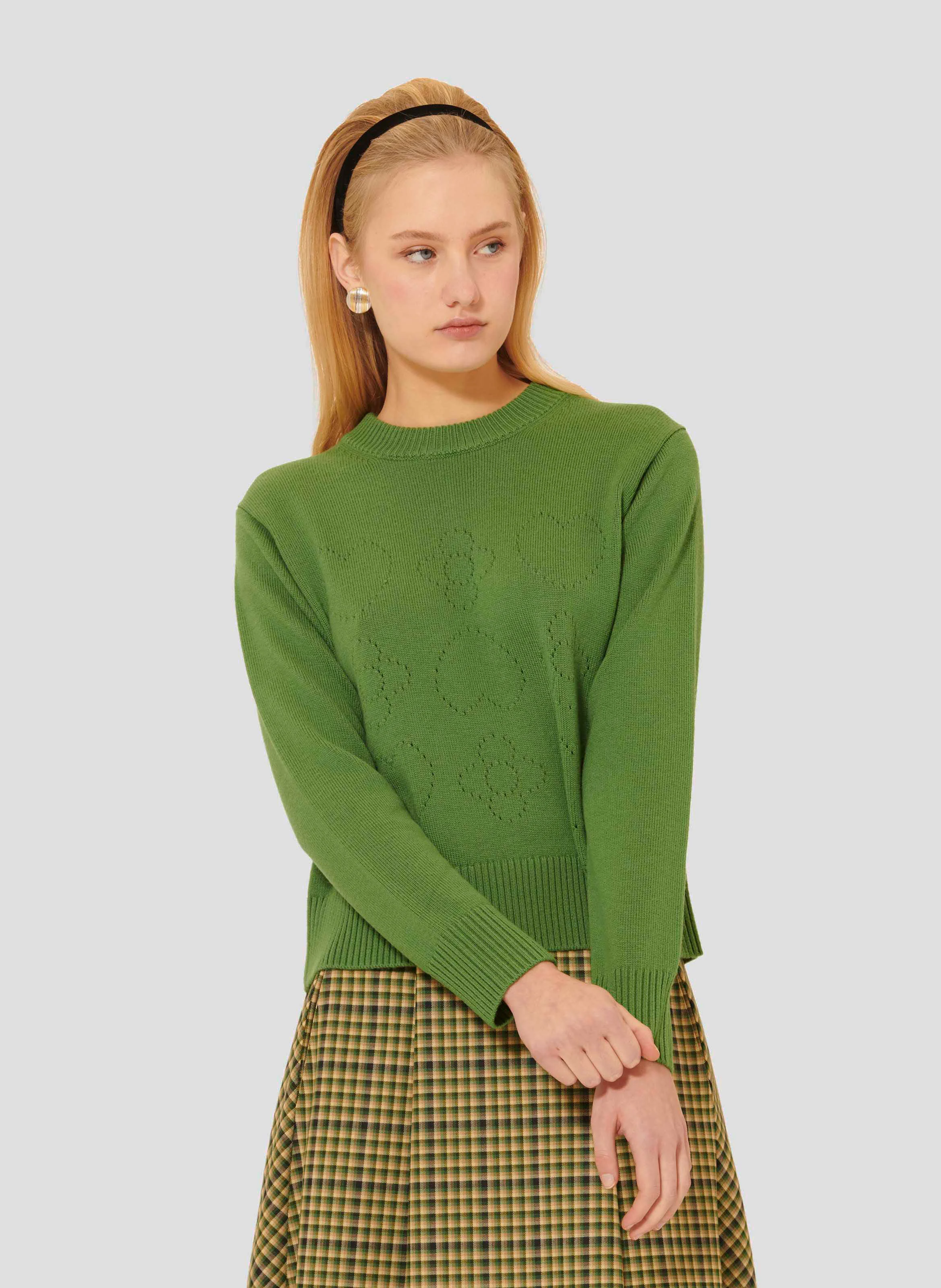 PREPPY - Pull droit col rond en laine | Vert
