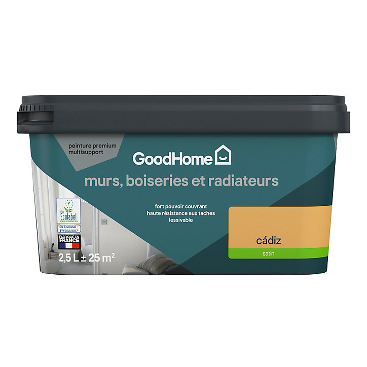 Peinture intérieure couleur murs, boiseries et radiateurs GoodHome satin cádiz orange 2.5L