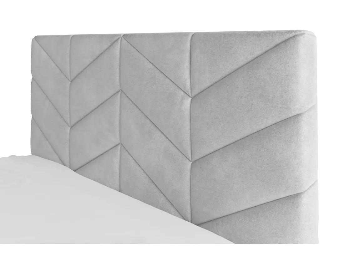 Lit coffre 160 x 200 cm - Tissu texturé - Gris - JUSTANI