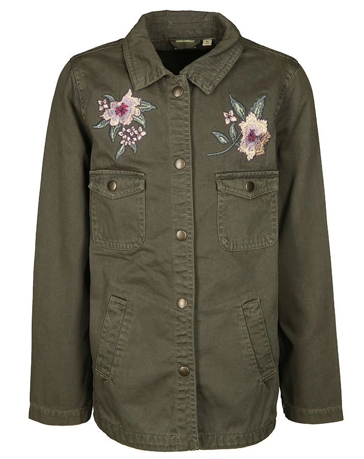 Jacke NKFMILI mit Blumenstickerei in dunkelgrün