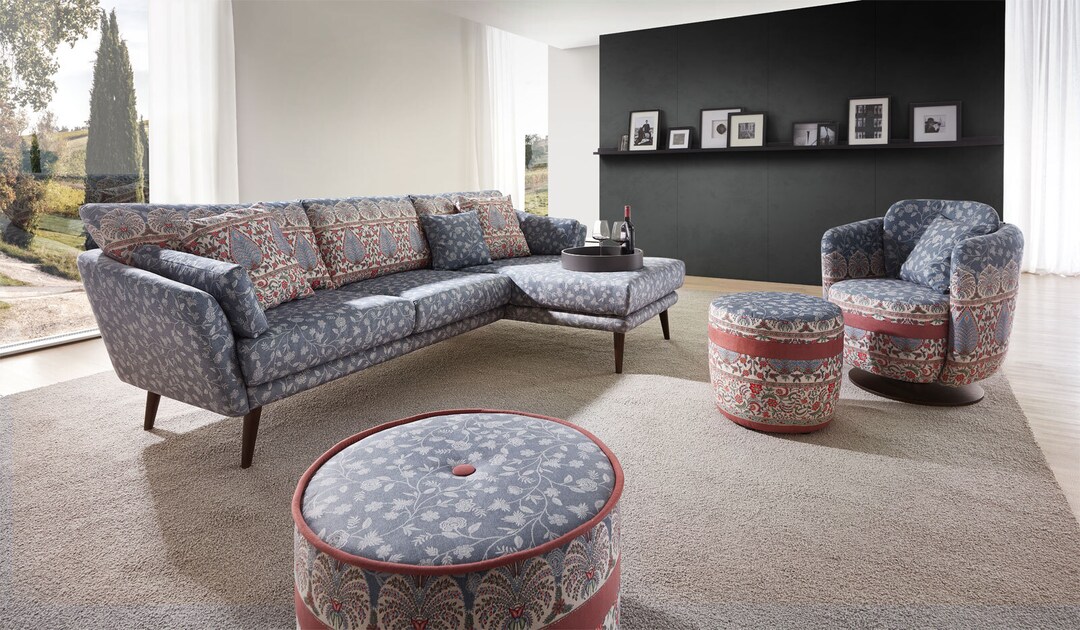 SCHRÖNO Pouf MURANO blau-rot