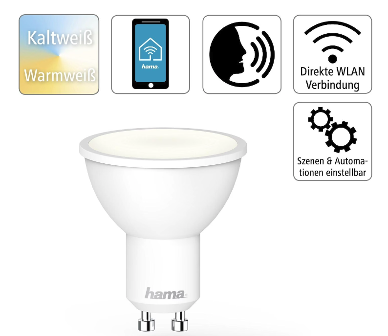 WLAN LED Lampe Dimmbare WiFi Glühbirne mit App Steuerung für iOS/Android GU10 / 5.5W (176585) - Warmweiss / Tageslicht