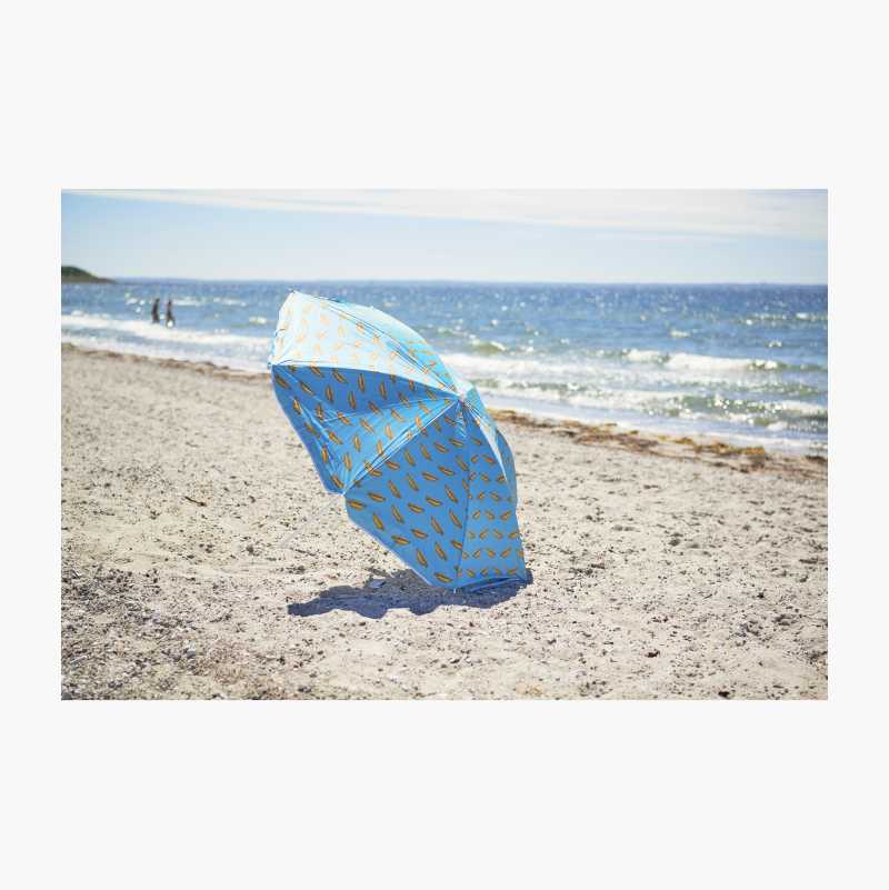 Strandparasoll «Biltemapølse»