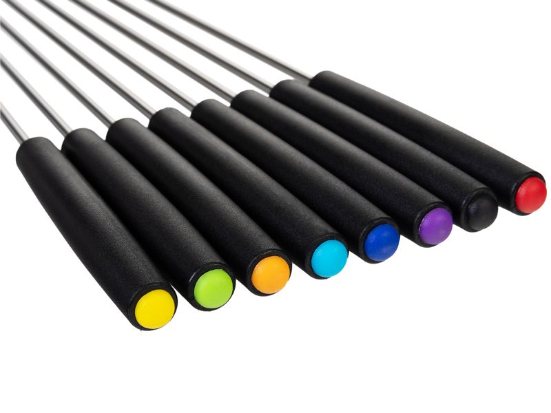 FURBER Fondue-Set Chalet 11 Teile, Schwarz/Silber Für Fondue Chinoise oder Schokoladenfondue