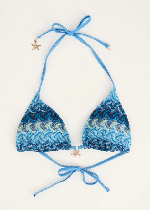 Triangel bikini top wavy blauw (BLW.K)