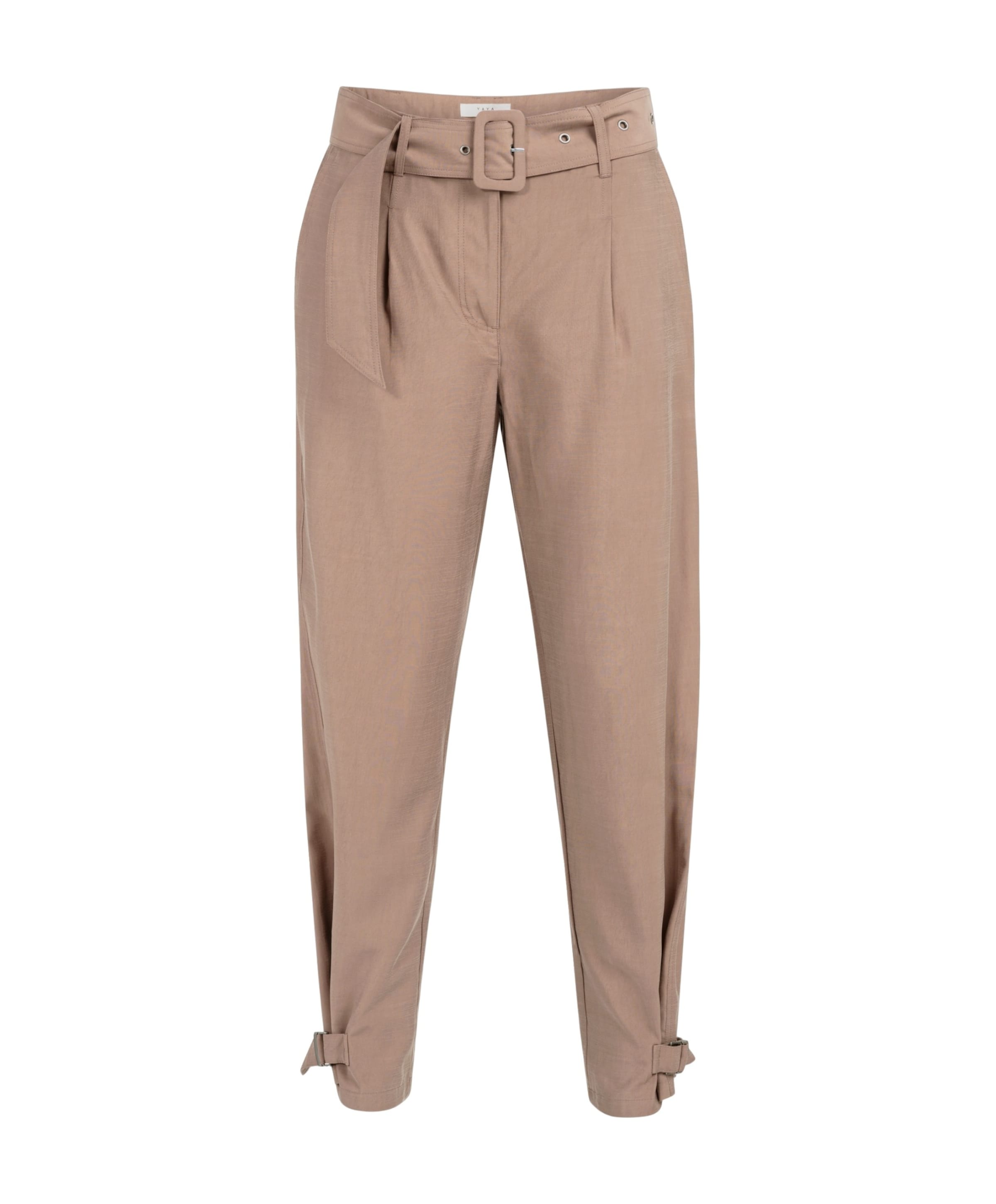 YAYA Broek met bandjes bij de zoom dames broek bruin
