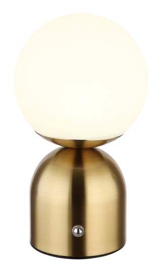 GLOBO Akku LED Tischlampe Julsy Messingfarbig /Opalweiß 12x12cm H21cm