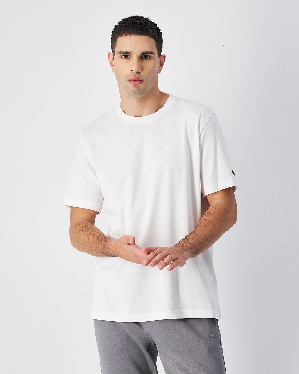 CHAMPION<br>Camiseta de manga curta com gola redonda e logotipo bordado