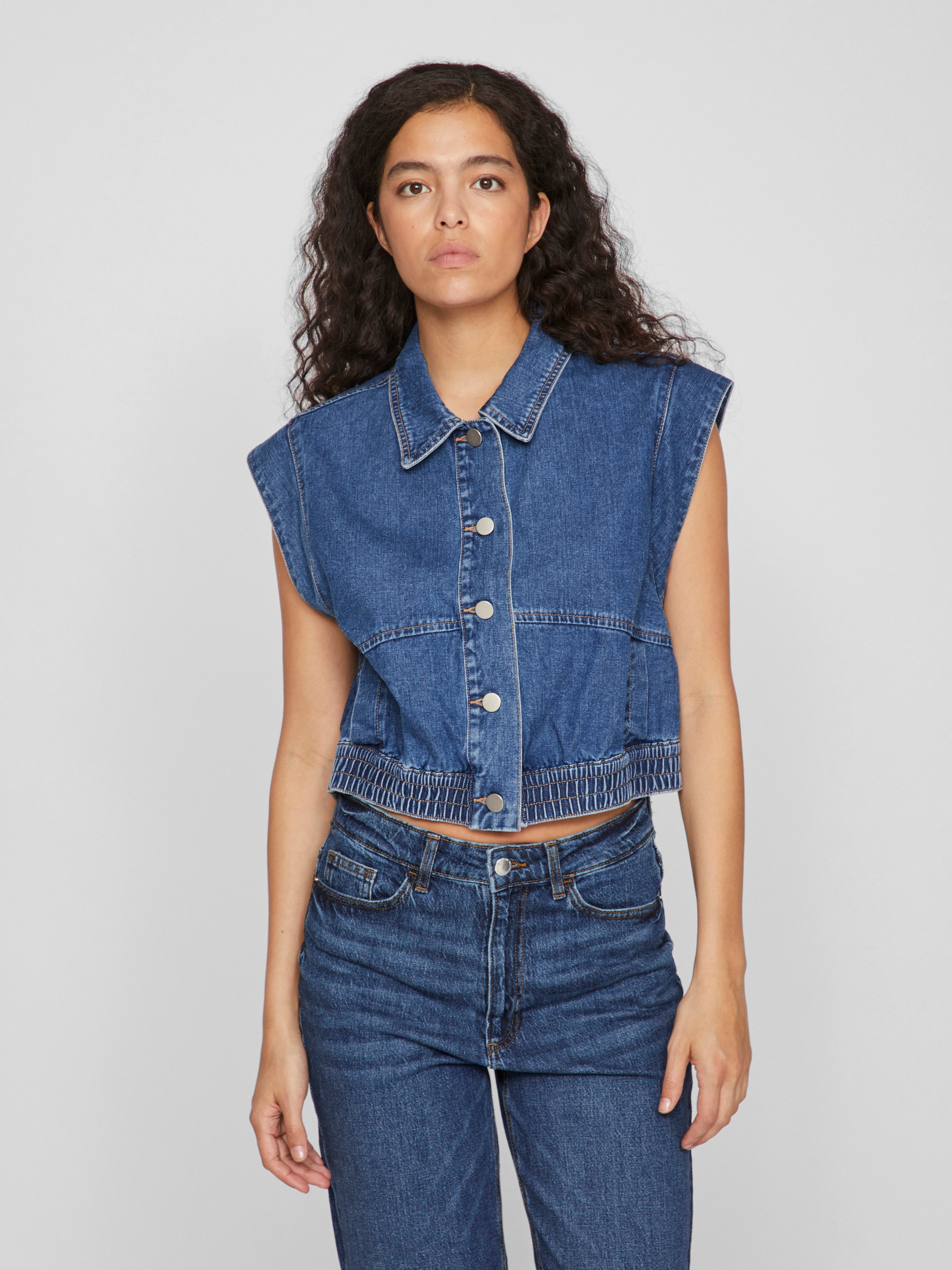 Vila  Vica S/L denimvest - Medium Blue Denim