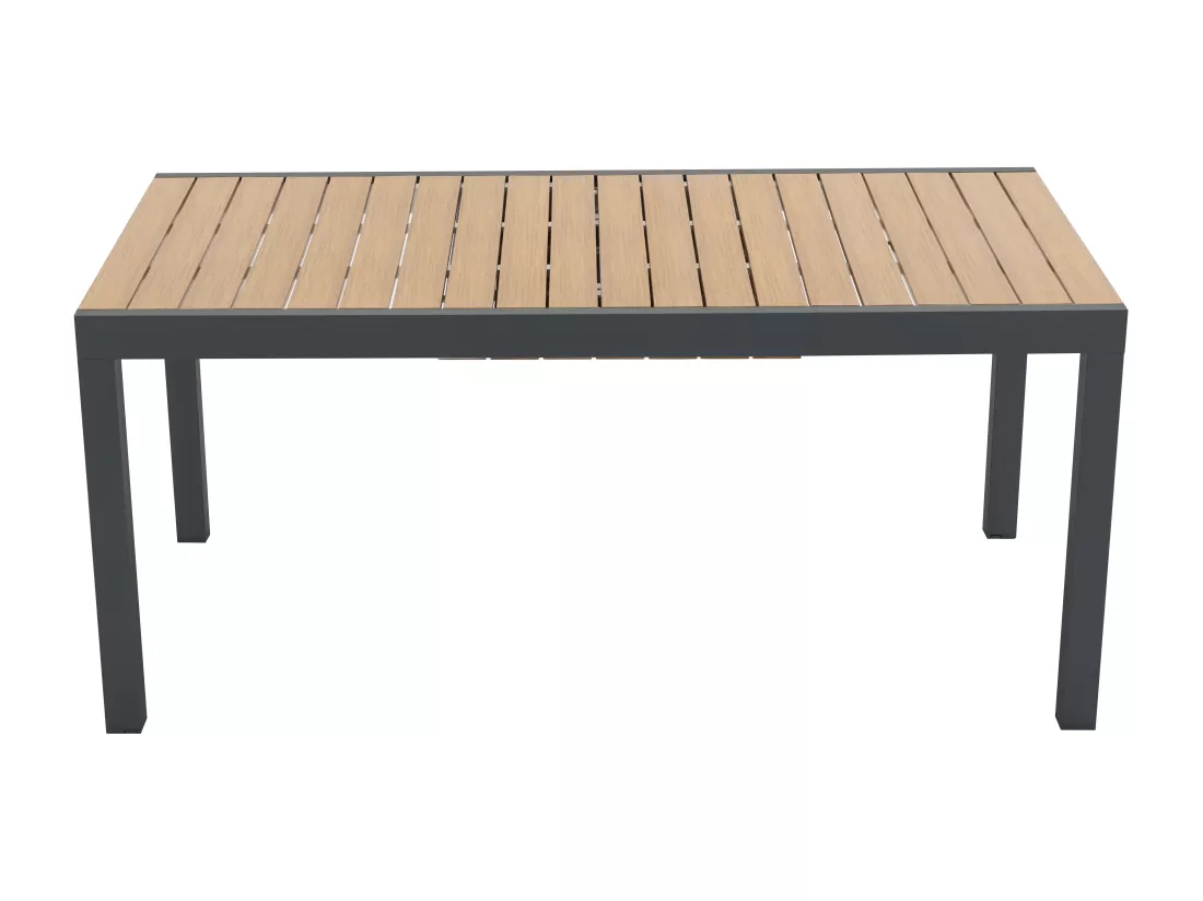 Salle à manger de jardin en aluminium et polywood : une table extensible L.170/230 cm et 8 fauteuils empilables - Naturel clair et anthracite - MACILA de MYLIA