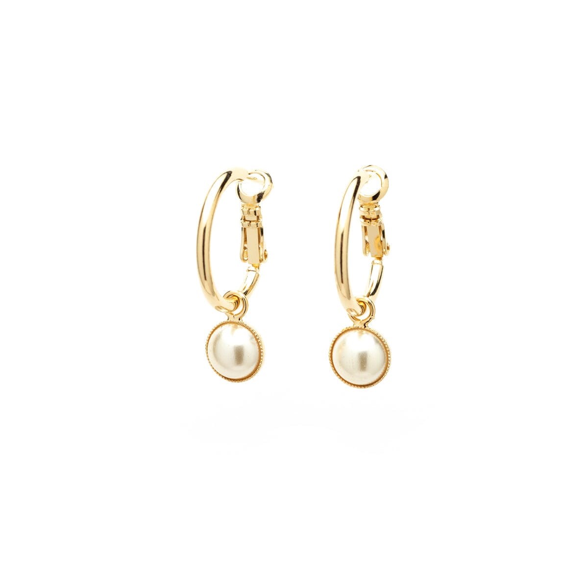 mini boucles d'oreilles créoles perles doré à l'or fin - NÉLYA