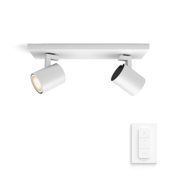 Philips Hue opbouwspot Runner wit - warm tot koelwit licht 4.2W - 2 spots met dimmer switch