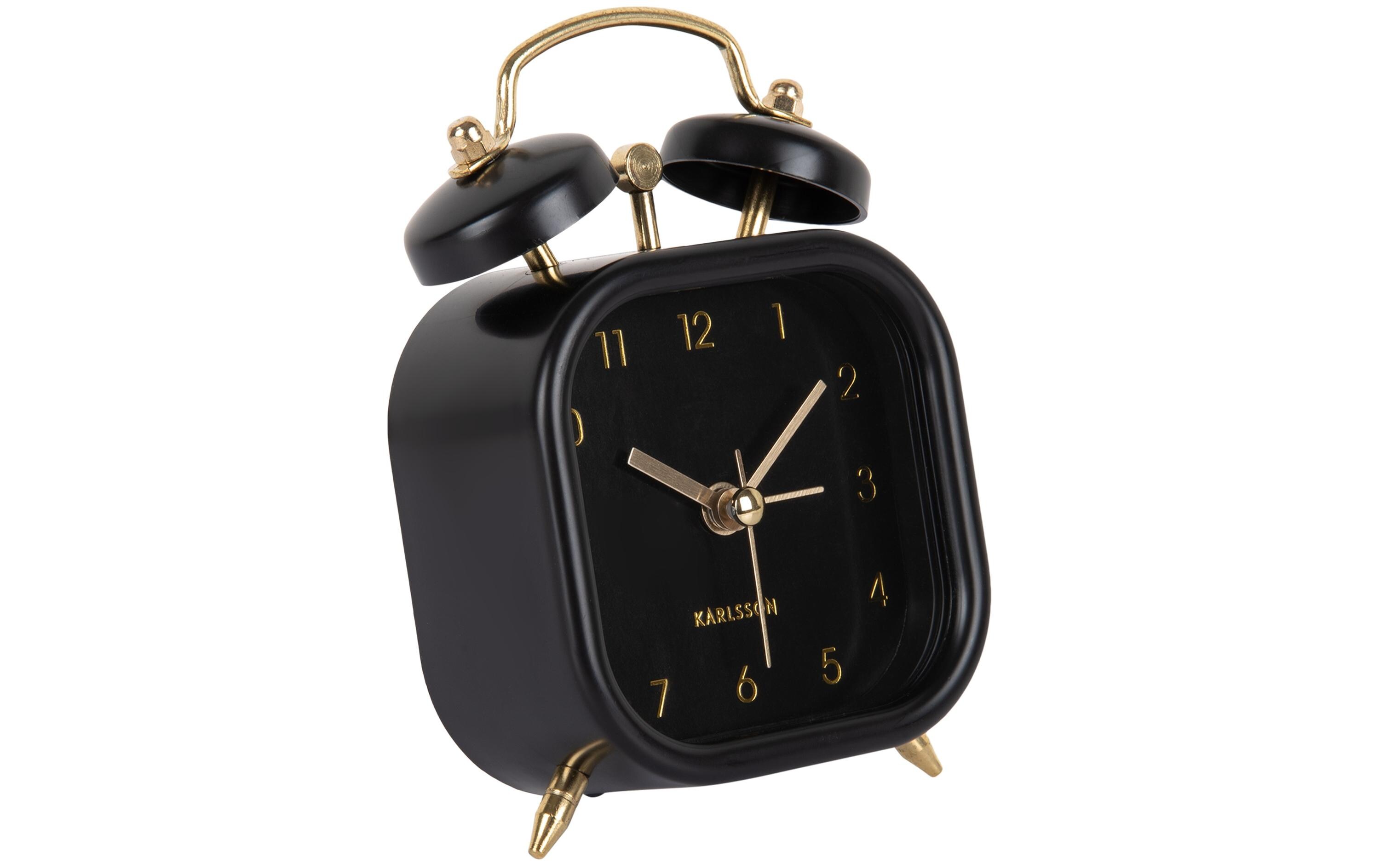 Klassischer Wecker Metallic Glam square BlackWecker mit Doppelglocke