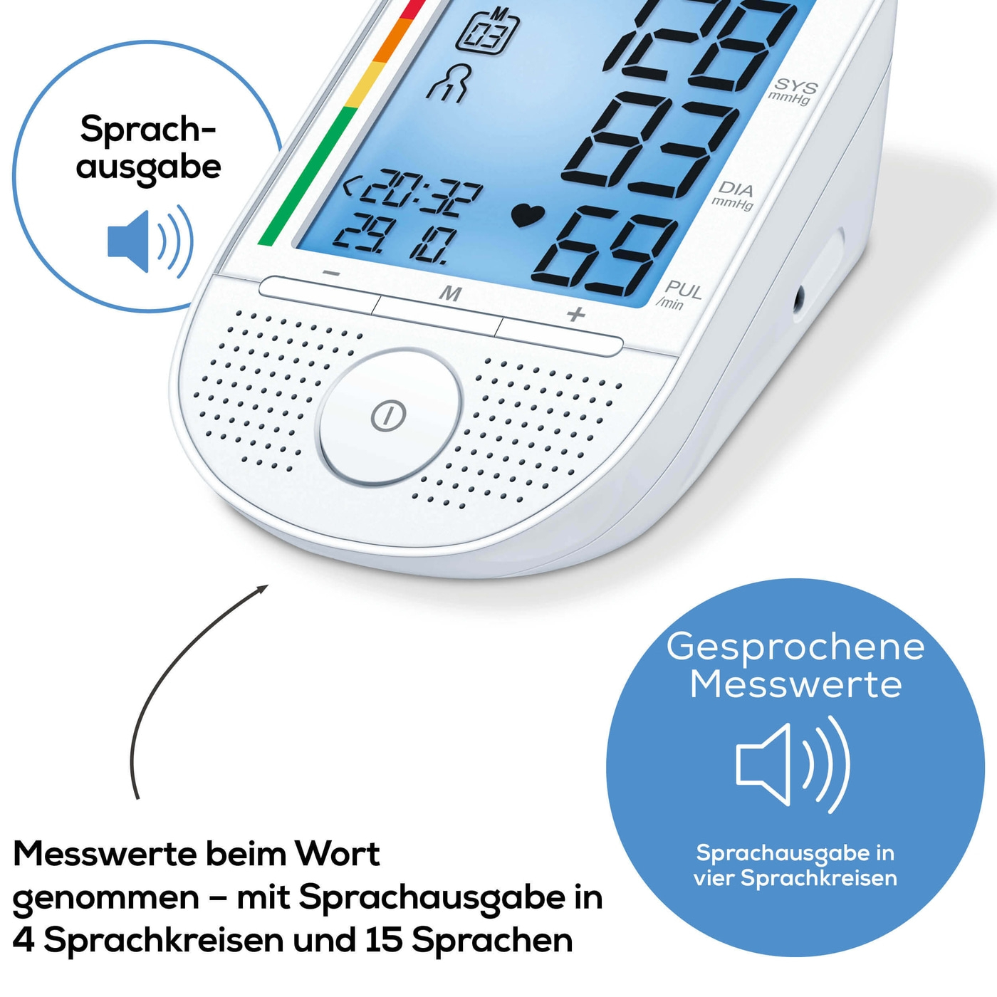 BM 49 Blutdruckmessgerät für den Oberarm mit Sprachausgabe   Arrhythmieerkennung (65628) - Weiss