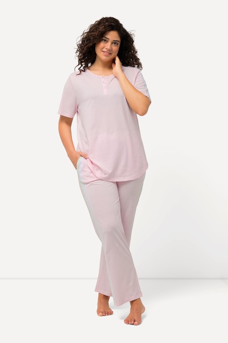 Pyjama, Schmuckstreifen, Rundhals, Halbarm