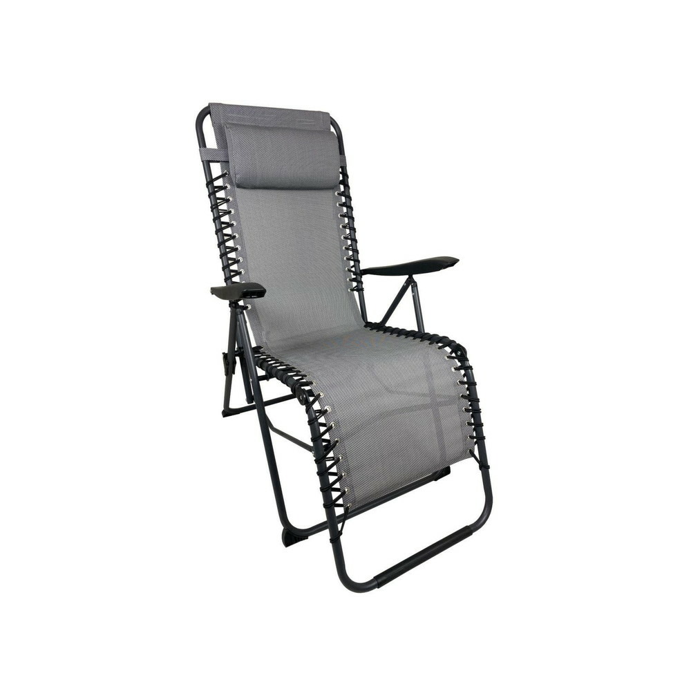 Fauteuil relax néo en acier et tpep 64 x 112 x 88 - graphite/chiné perle