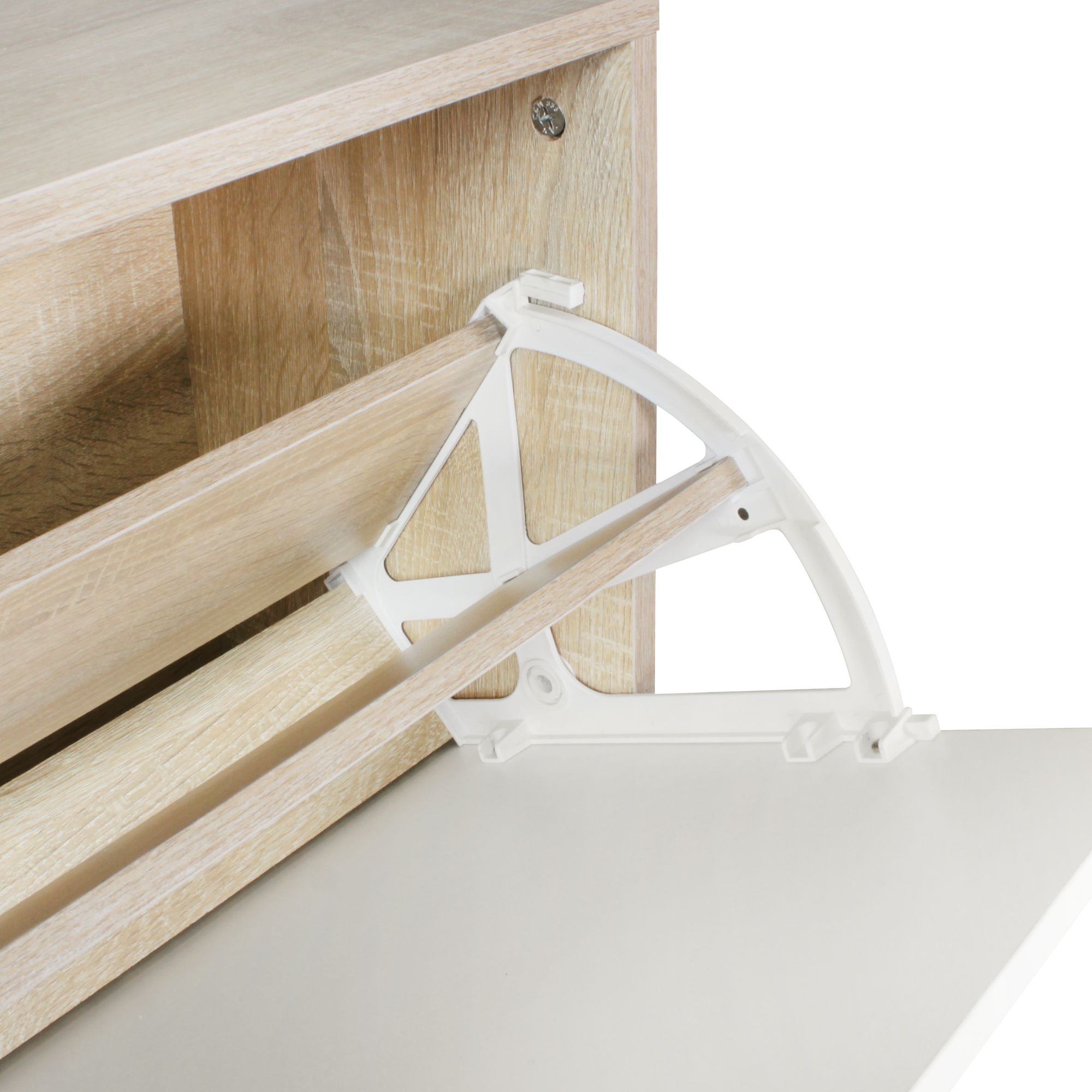 KADIMA DESIGN Wandgarderobe DELFT mit Spiegel: Weiß, Platz für 8 Paar Schuhe, 10 Metallhaken, Melaminharzbeschichtung