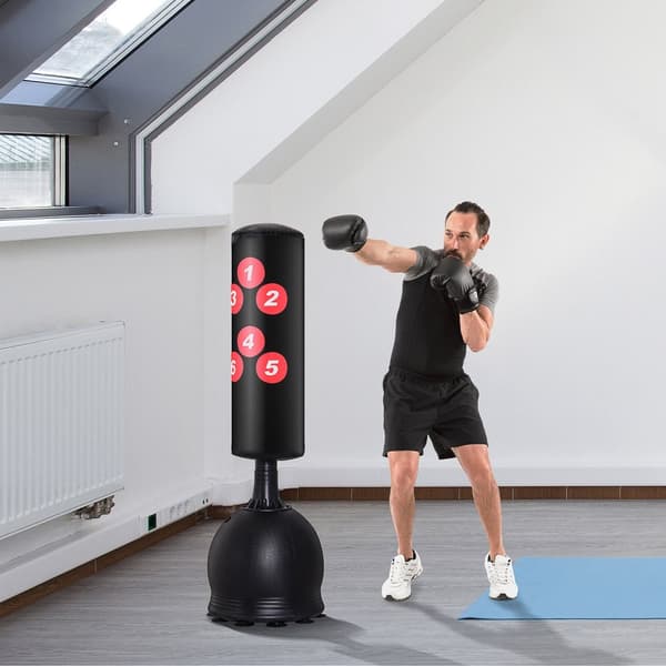 Boksesekk Frittstående Boksesekk 165 Cm For Voksne, Kraftig Med Sugekoppbase, Svart, Ideell For Profesjonelle Og Nybegynnere