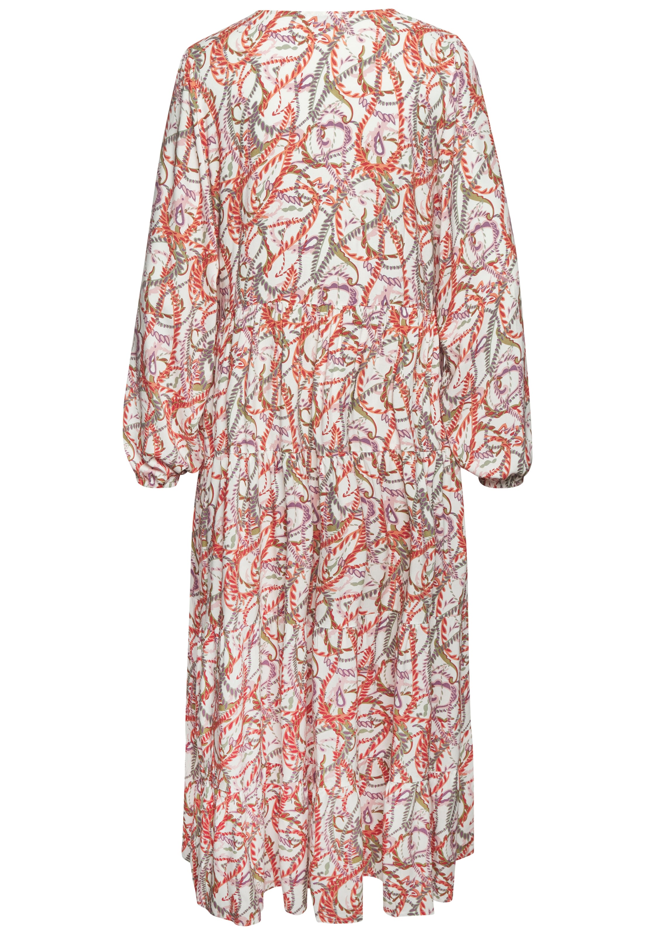 LASCANA Maxikleid mit Alloverprint und Volants, langärmlig, Druckkleid, casual-chic