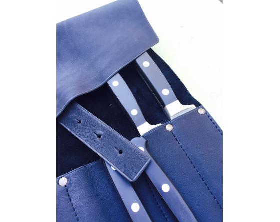 POCHETTE EN CUIR - VD Cuir Noire Pochette cuir pour des couteaux de cuisine professionnel