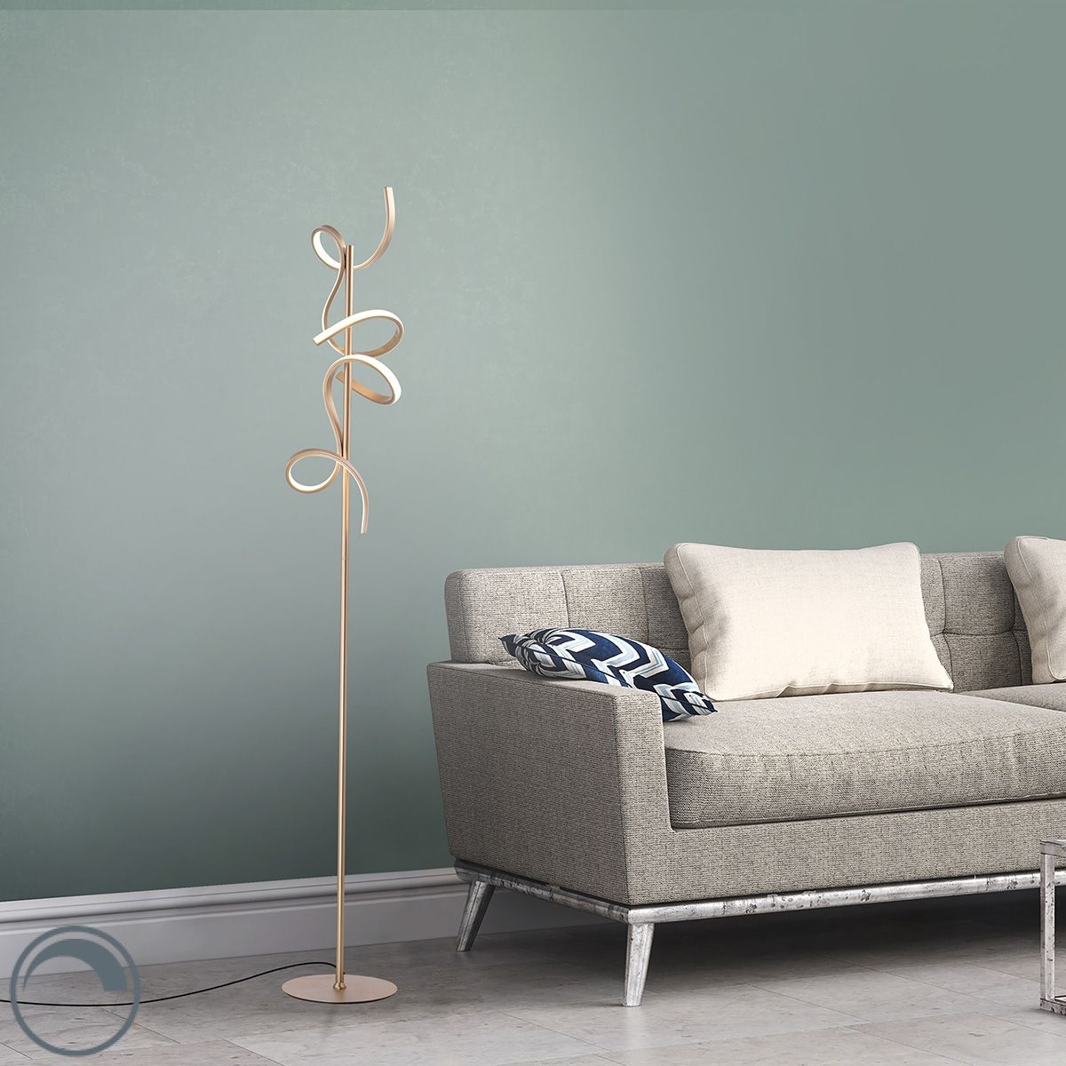 Design vloerlamp messing incl. LED en dimmer - Krisscross