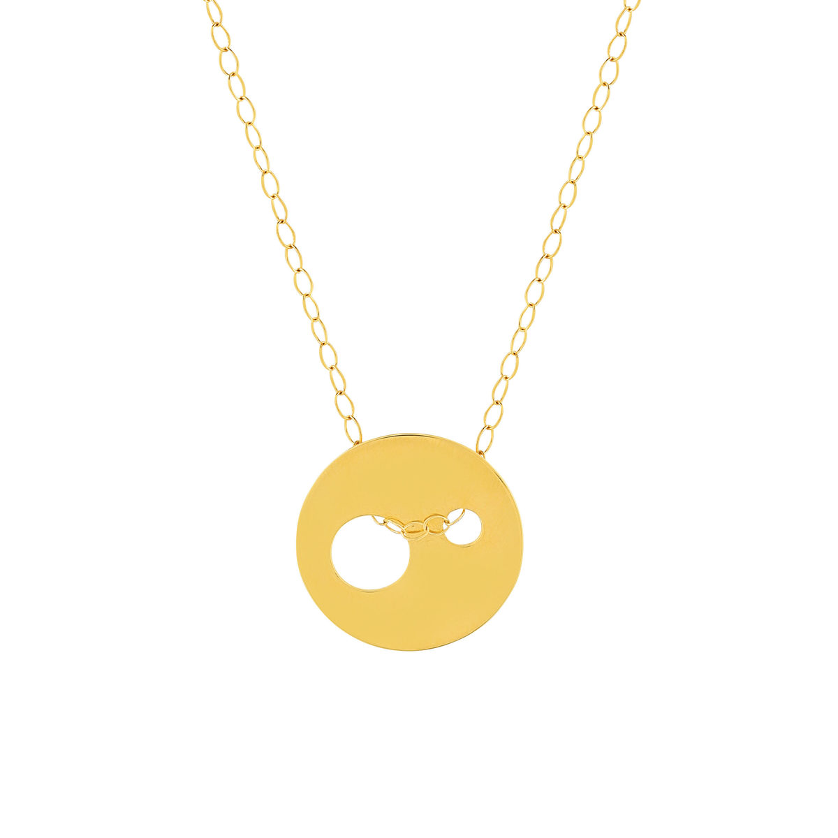 Collier or jaune 750 45 cm motif disque