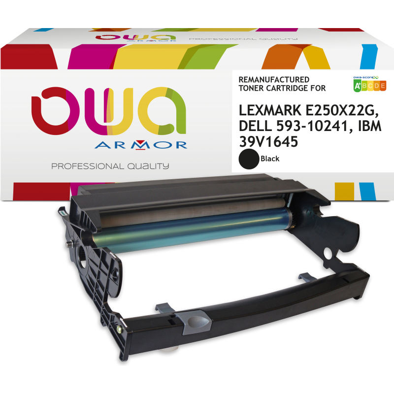 Tambour remanufacturé OWA - standard - Tambour Noir - pour LEXMARK E250X22G, DELL 593-10241, IBM 39V1645