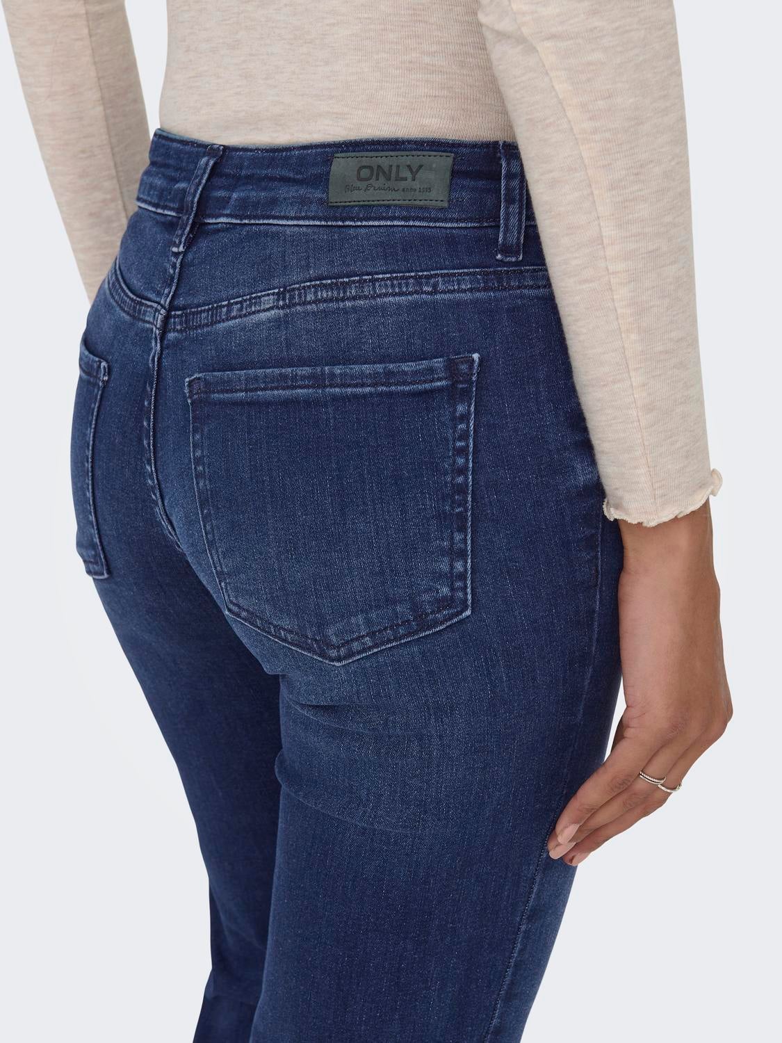 ONLTIGER Niedrige Taille Weiter Beinschnitt Jeans Dark Blue Denim